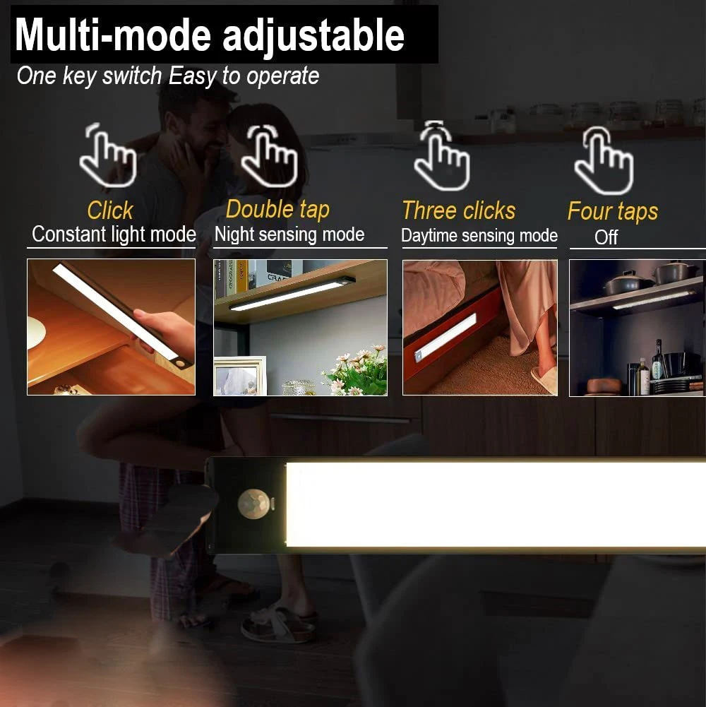LED Night Light Motion Sensor Cabinet Light Rechargeable Lamp Cabinet Wardrobe Lamp Under Backlight For Kitchen Stairs Hallway