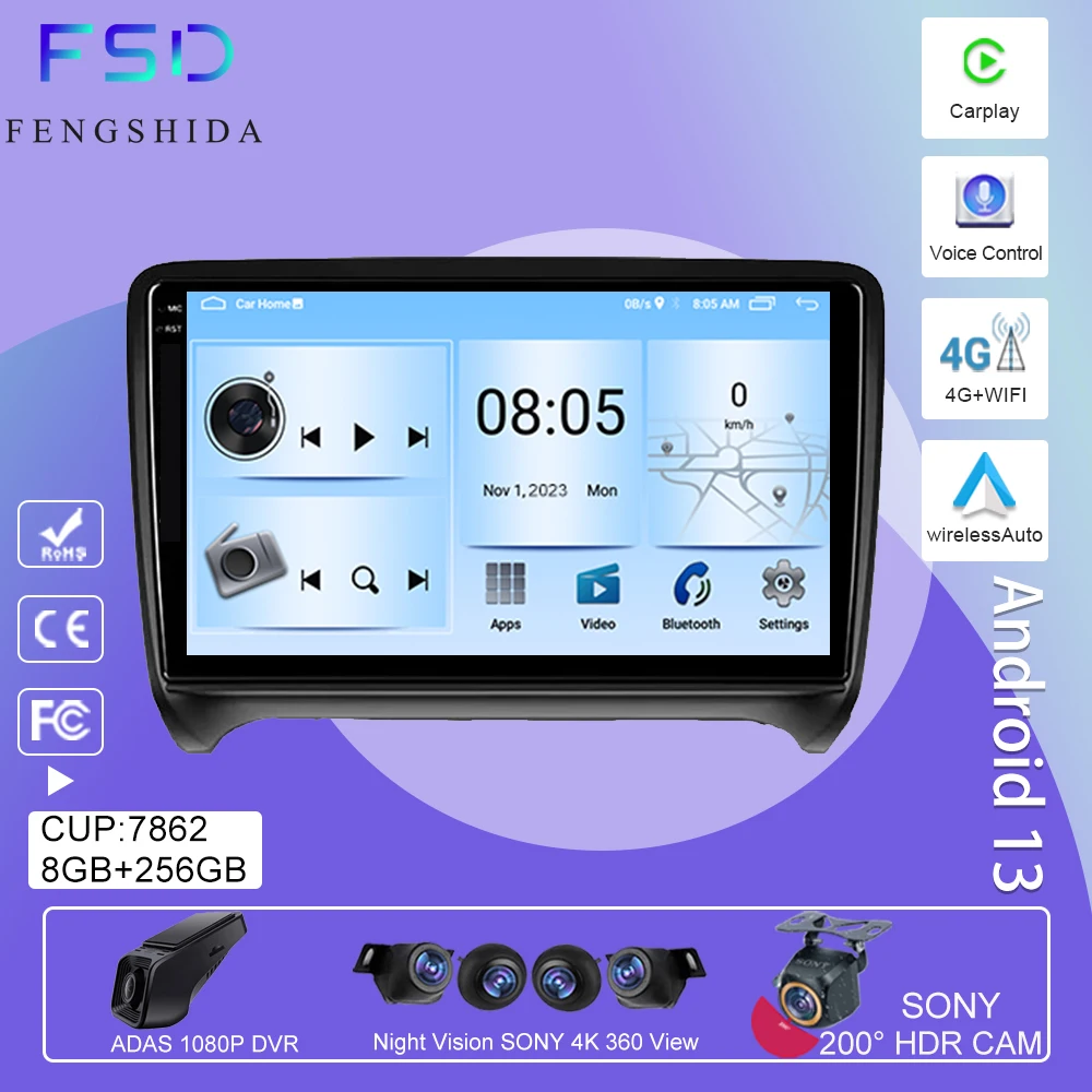 

For Audi TT 2 8J 2006 - 2014 Car Radio Stereo Carplay Multimedia Video Player Navigation GPS Android Auto WIFI No 2din 2 din DVD