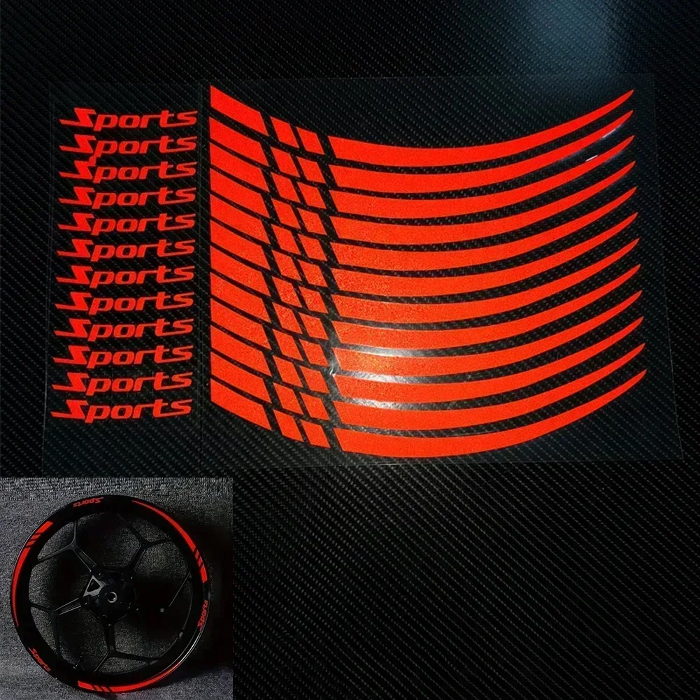 12PC/set Motorcycle Wheel Decals Stickers 18-21 Inch Wheels Reflective Sticker