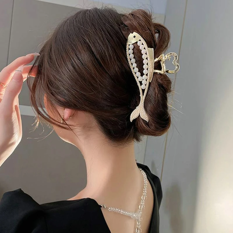 Pearl Fish Hair Claws Korean New Fashion Hair Clamp Grab Hair Styling Hair  Clips For Women Girls Hairpin Hair Accessories - Hair Claw - AliExpress