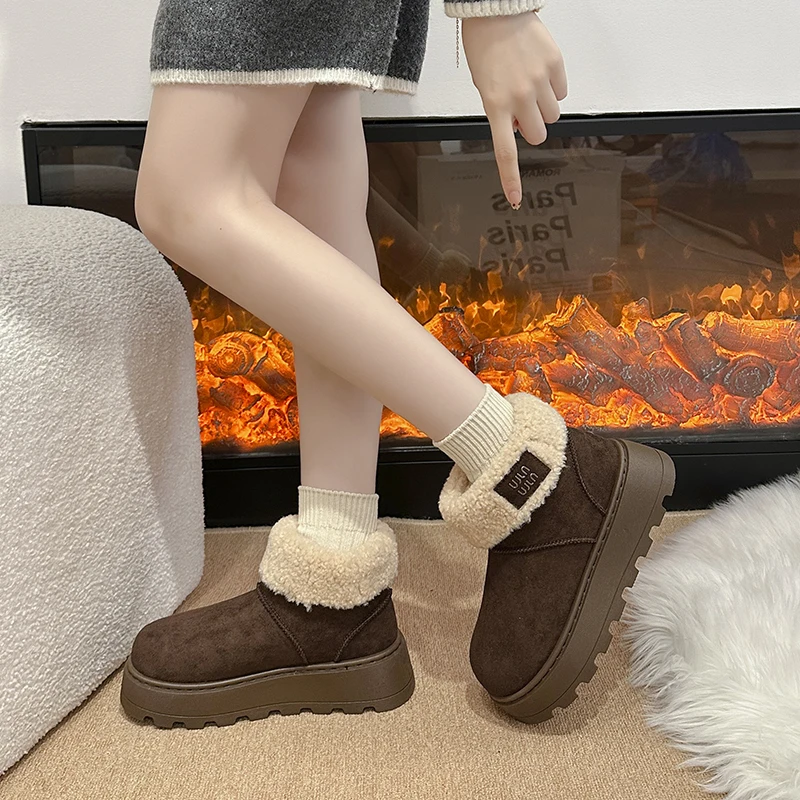 Women's Elegant Fleece-Lined Warm Winter Shoes - Comfortable Round Toe Design, Soft Fabric Upper & Non-Slip Pvc Sole, Suitable for Indoor and Outdoor Use, Cute and Comfortable Women's Shoes, Warm Lining, a Must-Have for Cold Weather