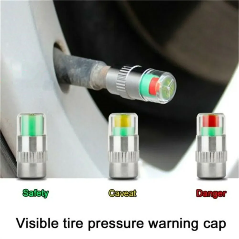 4/8 Pezzi Sensore di Pressione Pneumatici per Moto e Auto, Tappo Valvola con Indicatore Luminoso, Strumento di Ispezione Pressione Pneumatici - immagine 2
