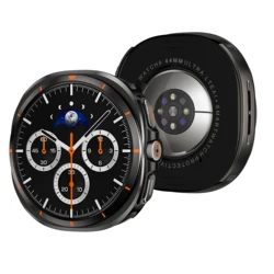 Enhanced Metal Case for Galaxy Watch Ultra - Durable Aluminum Alloy Cover with Tempered Protector (Gray Orange - 1)