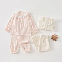 Vêtements d'été pour bébés filles, classe A, 6-12 mois, vêtements climatisés pour nourrissons, ensemble deux pièces, fibre fine d'été 80 4