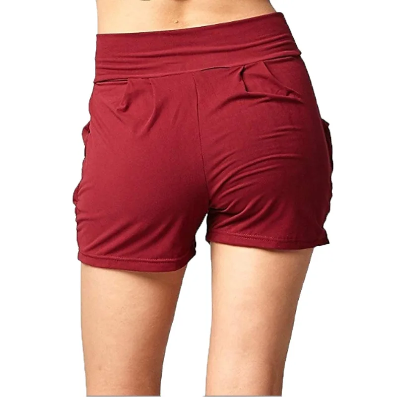 

2024 Spring Summer New Women's Clothing Solid Color High Waist Crimp Shorts Fashion Pocket Sports Hip Lifting Casual