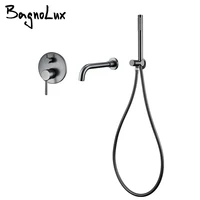 Bathtub Mixer Tap Set Shower Hot And Cold Bathroom Faucet Brushed Stanless Steel Diverter With Wall Mount Spout Handheld Hose 2
