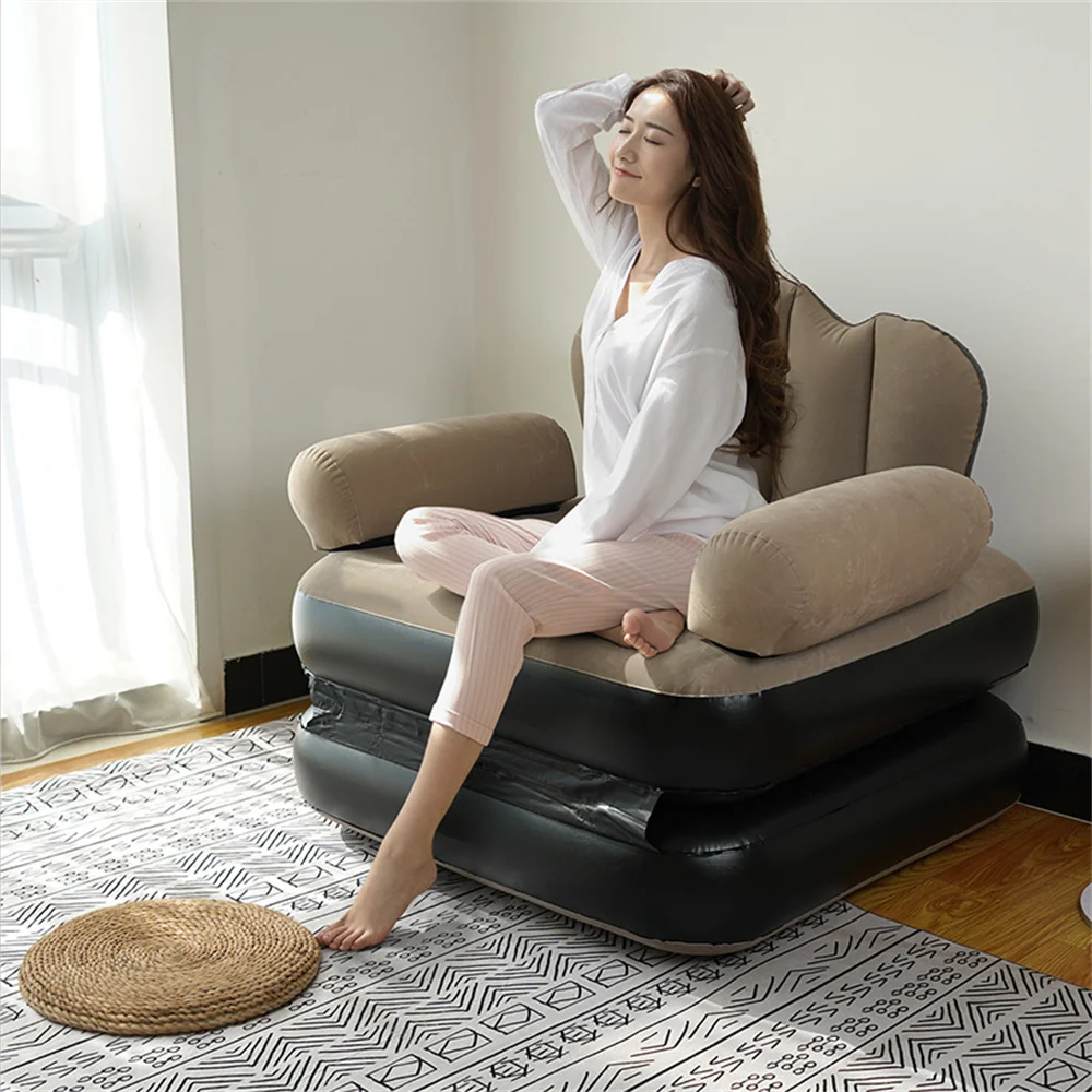 Inflatable Sofa Bed Outdoor Infaltable Sofa Bed Indoor Thickened PVC Sleeping Bag Inflatable Air Bag Lazy Beach Sofa