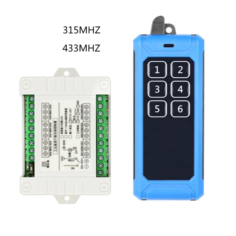 

315Mhz / 433Mhz Wireless 12V-36V 6CH Receiver Module + 6 Botton RF Remote Control Transmitter for Garage