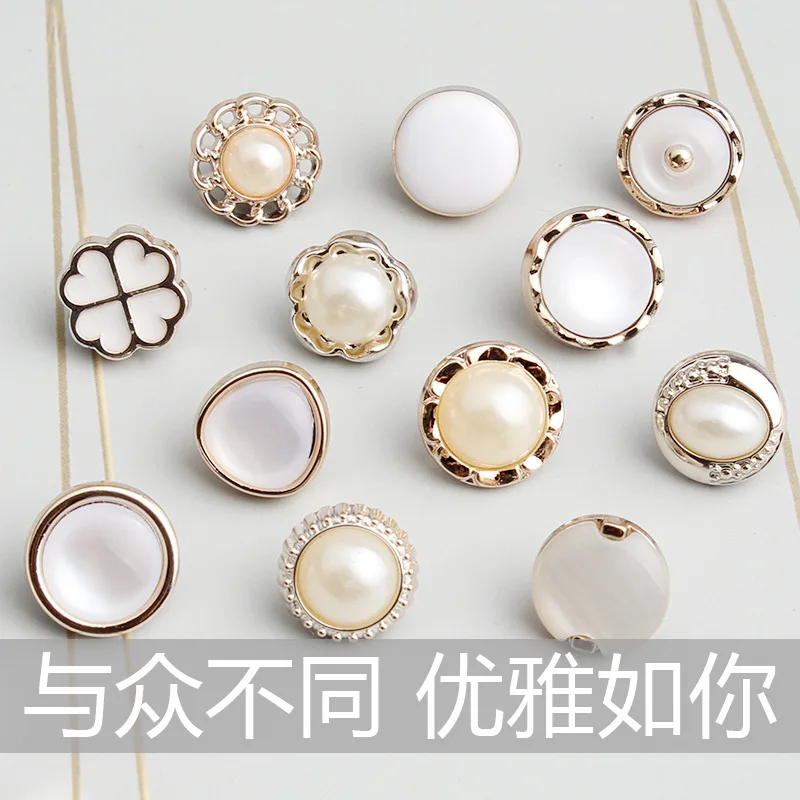 New Arrival Rhinestone Pearl Plastic Buttons For Shirt Clothes Coat Cardigan Sweater 10PCS/Lot 10MM/11MM KD912