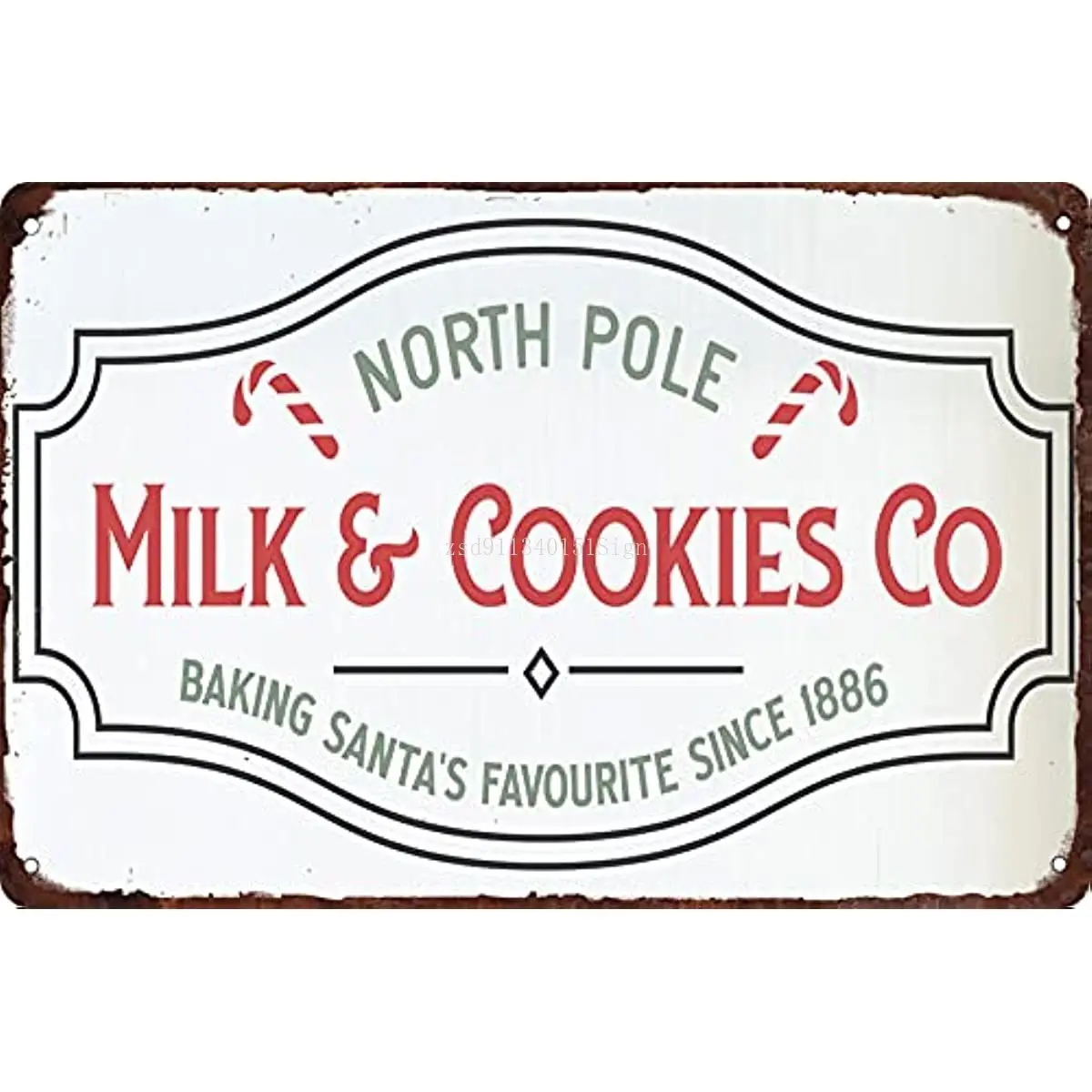 

North Pole Milk and Cookies Co Baking Santa’s Favourite Metal Vintage Tin Sign Retro Wall Decoration