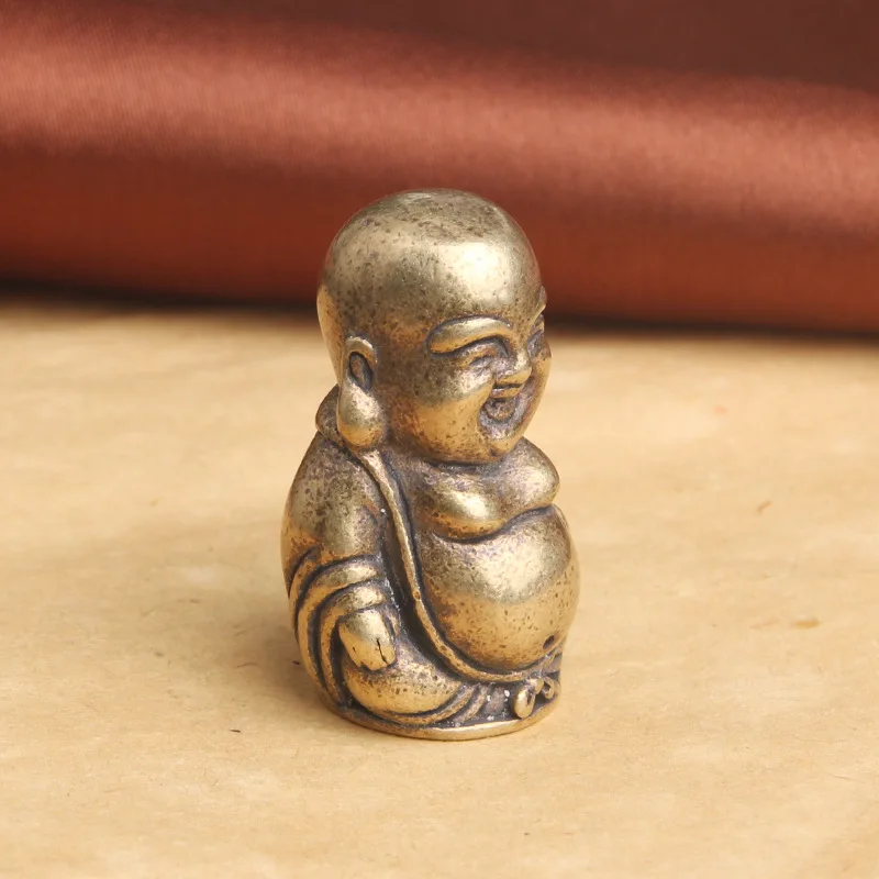 

Copper Big Belly Maitreya Buddha Statue Desk Decorations Vintage Brass Home Decors Ornament Crafts Miniatures Handmade Figurines