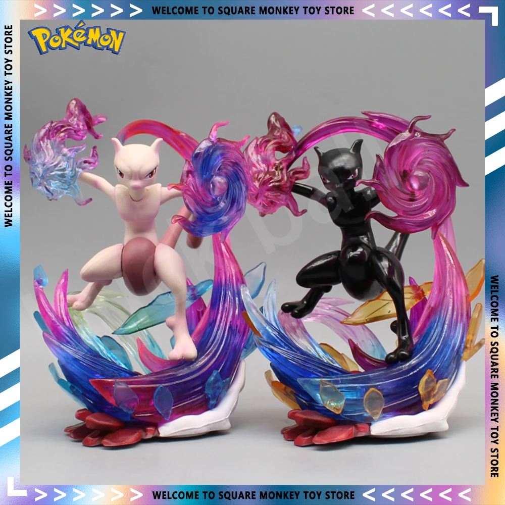 

14cm Pokemon GK Mewtwo Anime Figure Luminous Cute Version Mewtwo Figurine PVC Statue Model Doll DM Collection Ornament Toys Gift
