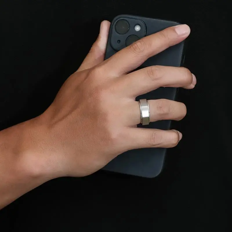 Stile moda 2025 Anello a forma di dado esagonale in acciaio al titanio alla moda, allevia i sintomi dell'ansia, anello rotante neutro argento, oro_voghion.com