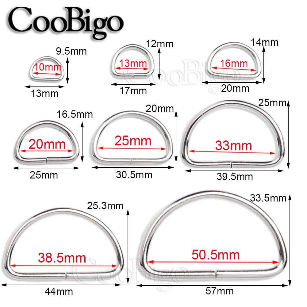 Metal D-ring Buckle D Rings for DIY Bag Strap Handbag Making Belt Sewing Accessories 10mm-50mm 10pcs metal d ring buckle