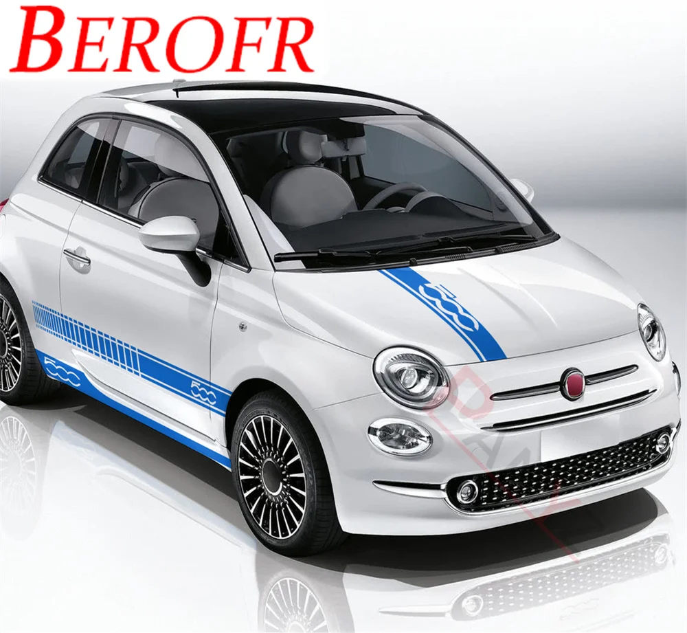 Car Door Side Stripes Gonna Cappuccio Copertura Adesivo Vinile Body Kit Decalcomania Per Fiat 500 Abarth 595 695 500C 500E Accessori Vintage