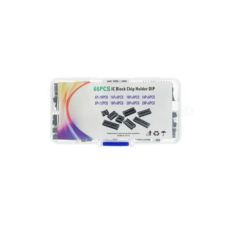 66PCS/Set DIP IC Sockets Adaptor Solder Type Kit 6,8,14,16,18,20,24,28 pins Integrated circuit IC Chip Socket image 6