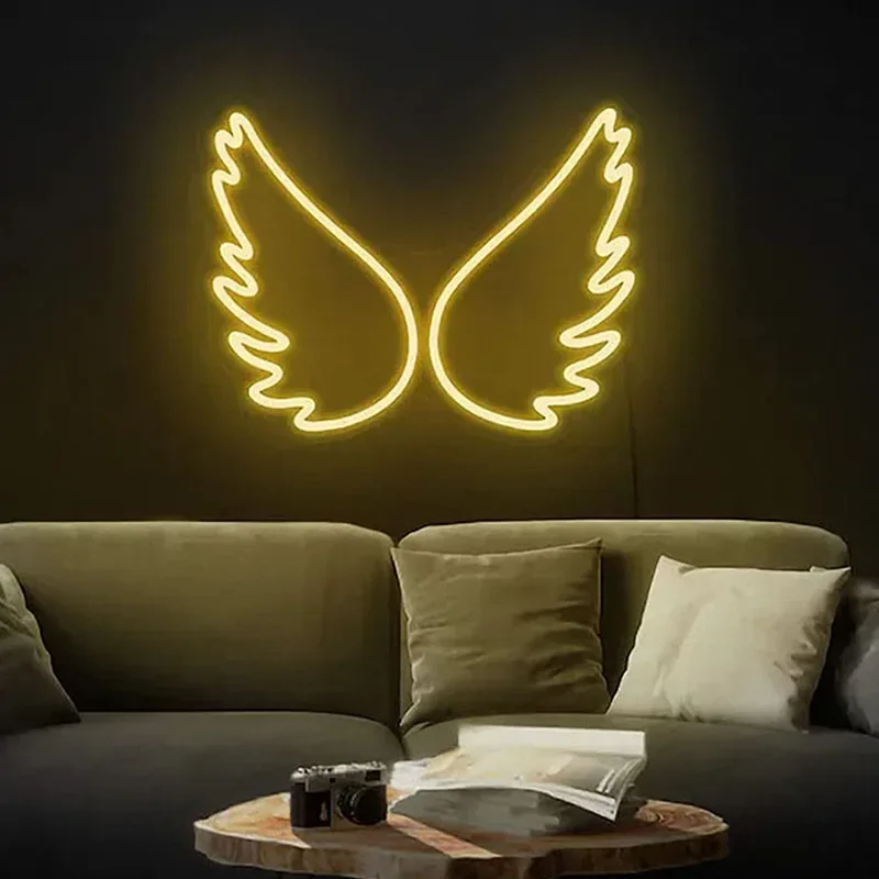 

Angel Wings LED Neon Sign Night Light for Bedroom Wall Salon Decor Customized Angelic Angel Wings Decors Wedding Neon Lights