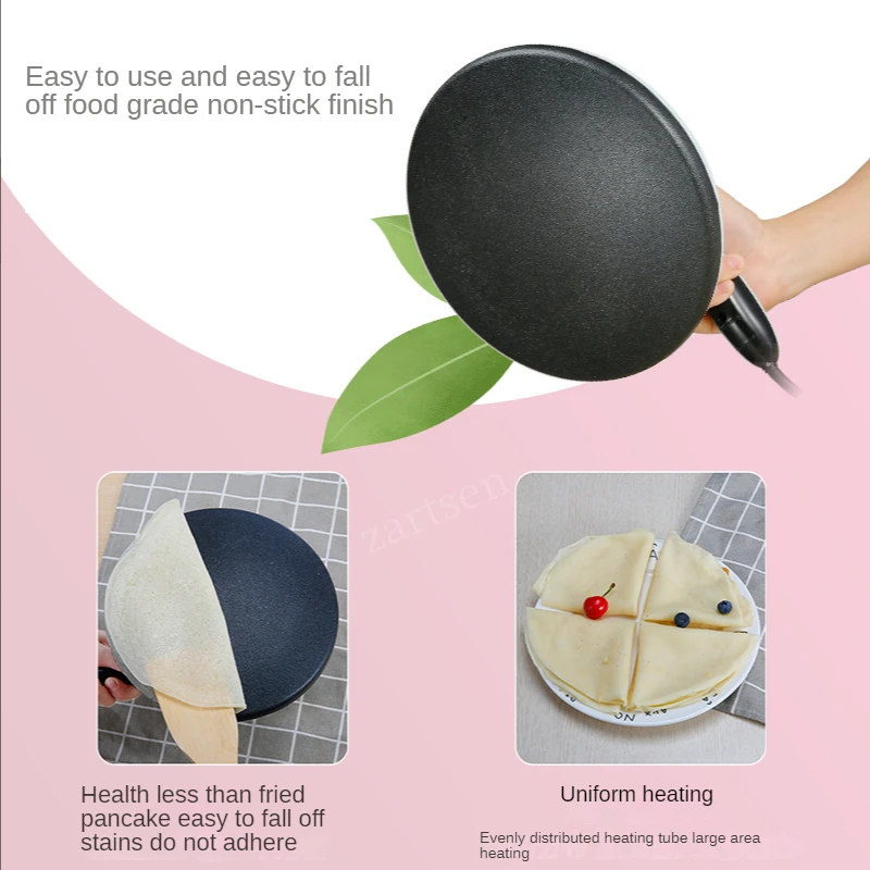 Non-stick Electric Crepe Pizza Maker Pancake Machine Griddle Baking Pan Cake Machine Kitchen Cooking Tools with Egg Beater crepe maker cake machine baking pan