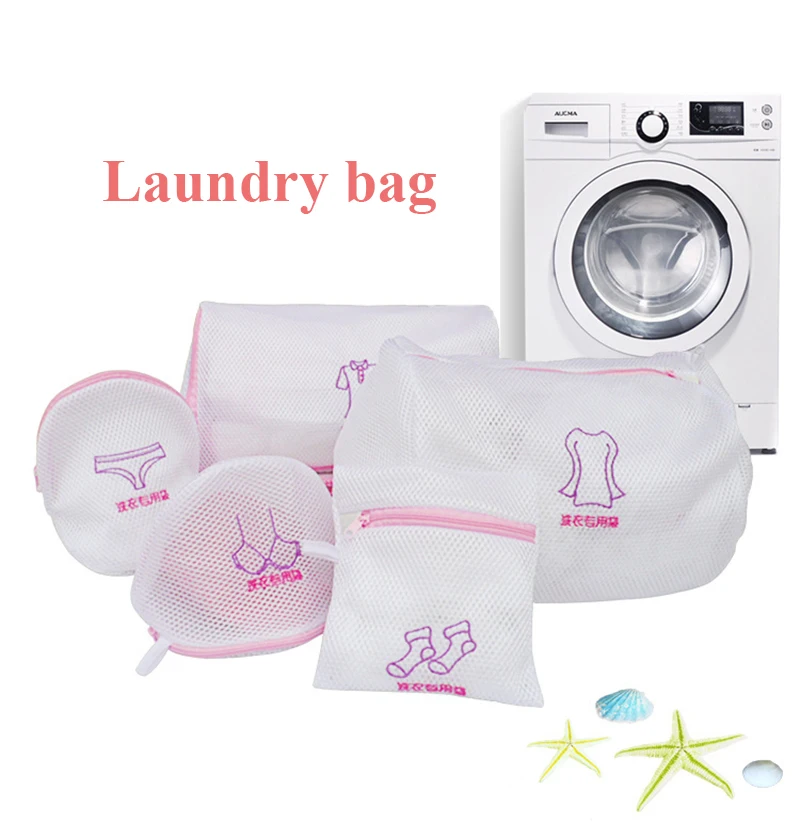 Laundry Bags Fine Mesh Embroidered Bra Lingerie Underwear Dirty Clothes  Washing Machine Washable Mesh Laundry Basket Bag Clean 6