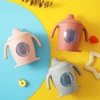 1PC Baby Silicone Sippy Cup Cartoon Penguin Shape Water Bottle Visible Baby Bottles Transparent Cups Portable Baby Tableware 2