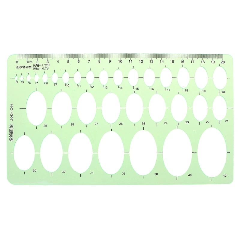

1 Set Green Plastic Oval Geometric Template Ruler Stencil Measuring Tools Students Hot Selling