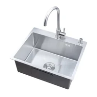 ชุดอ่างล้างจานสี่เหลี่ยมผืนผ้าสแตนเลส 304 รุ่นใหม่ พร้อมก๊อกน้ำแบบร่องเดียว ตะกร้ากรองเศษอาหาร และที่จ่ายสบู่ 2