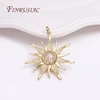 High Quality Brass Metal Inlaid Zircon Sun Charms DIY Jewelry Making 18K Gold Plated 33mm Big Sun Flower Pendant Wholesale 1