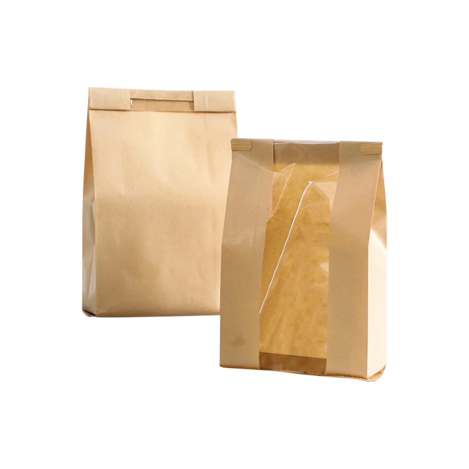 50 Pieces Large Kraft Paper Bread Bags with Transparent Window for Baked Goods, Portabl... - SKU LPBB1228 - UGI Packaging