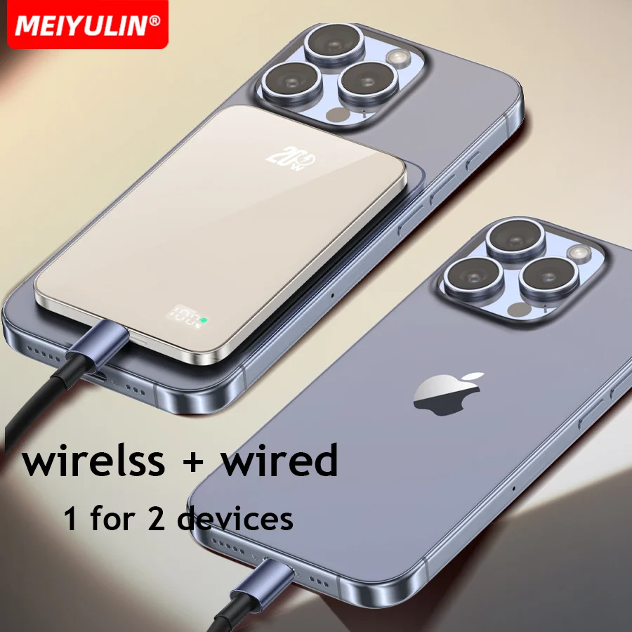10000mAh Metal Magnetic Wireless Power Bank Portable Phone Fast Charger External Spare Battery for Magsafe iPhone Apple Watch 3