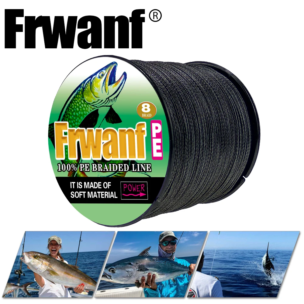 Frwanf 16 Strands Braided Fishing Line 500m Hollowcore Multifilament Line  Braided Wire for Sea Fishing 20-500LB Moss Green Grey