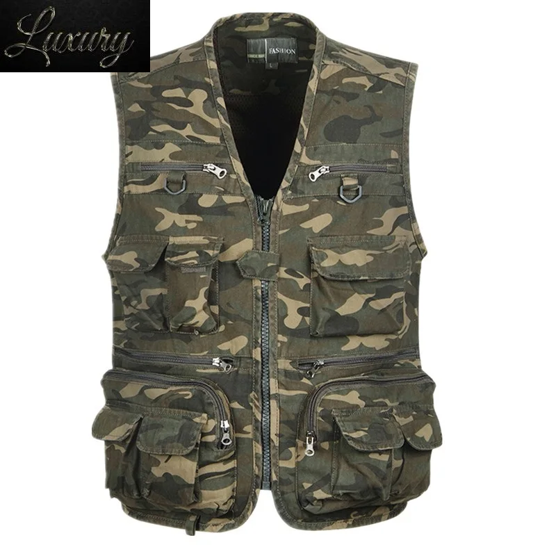 

Unloading Tactical Vest Camo Coat Fashion Men Summer Waistcoat Mesh Work Sleeveless Jacket Tool Many Pocket Camouflage Male