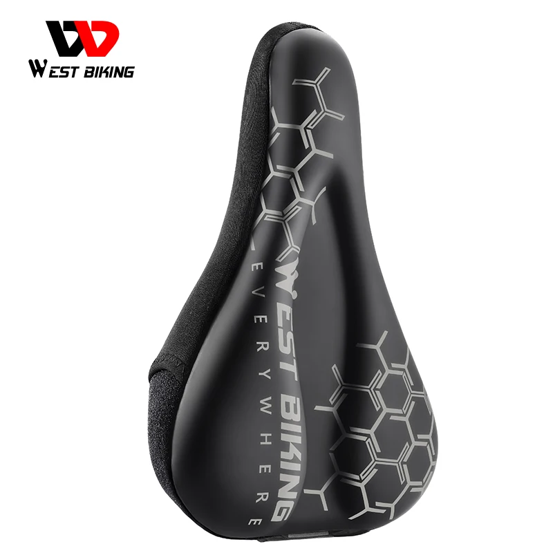 

WEST BIKING Comfortable Saddle Cover Gel+Memory Foam Soft Road Bike Seat Cushion Leather Waterproof Bicycle Non-Slip Seat Cover