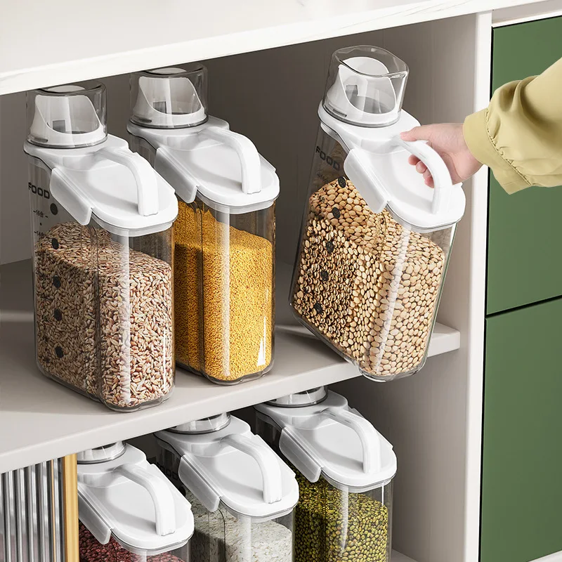 Food Container Organizer Plastic Sealed Grain Storage Box Kitchen