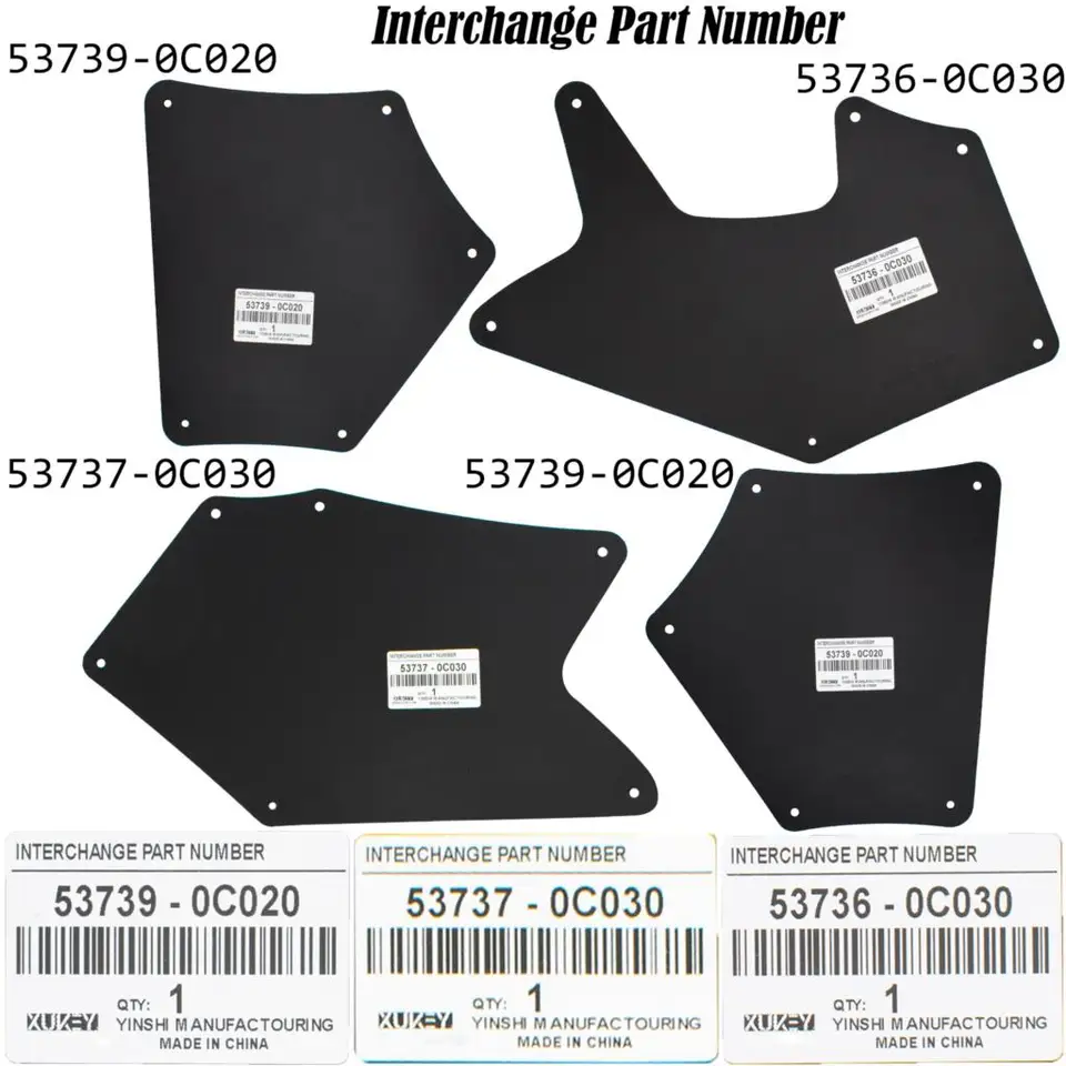 Unbranded 4-Piece Splash Shield Set – Fits Toyota Tundra & Sequoia 2007–2022 – Fender Liner / Apron Guard, Black Rubber
