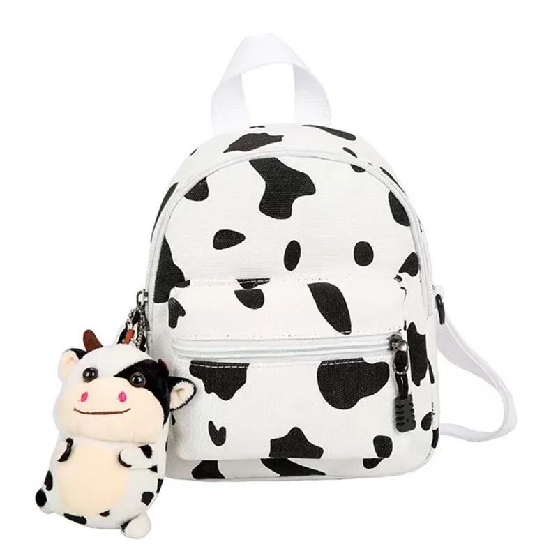 Kids Cute Cow Printed Bag Children's Girl Backpack With Stuffed Cow Lightweight Kindergarten Schoolbag Early Education Bag 1