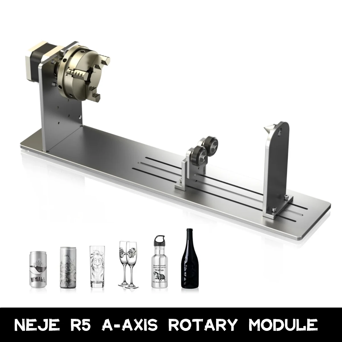 

NEJE R5 A-axis Rotary Module Cylindrical Cans Cylinders Rotary Table Rotary Pen Jig Tool, for CNC Laser Engraver