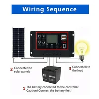 PWM Controller 100A 12V 24V Automatic Generation & Discharge for Solar System 2-USB 5V Solar Panel Charging LCD Display 4