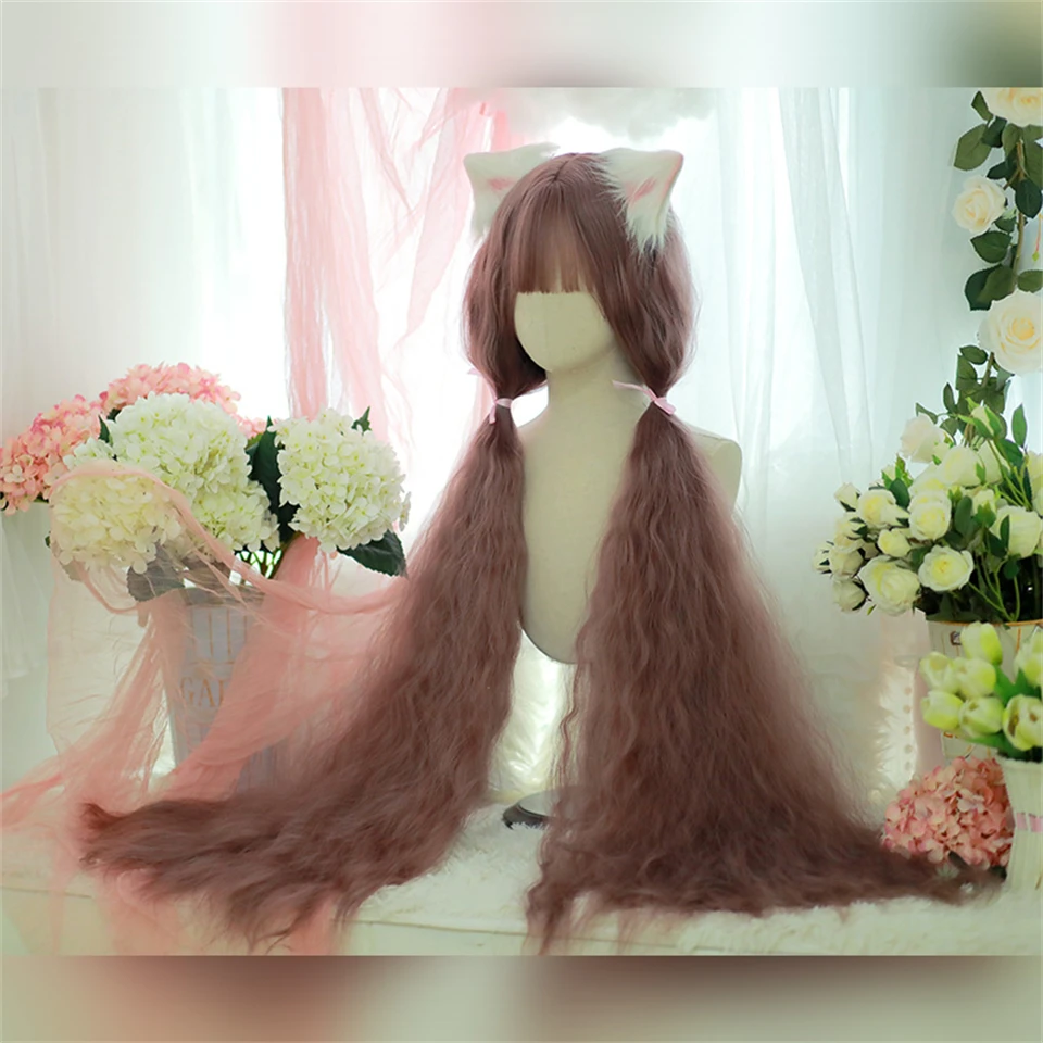 Red Brown Synthetic Wig Female Long Wavy Hair