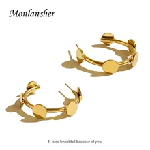 

Monlansher Gold Silver Color Metal Geometric Round Big C Hoop Earrings Minimalist Statement Earrings for Women Jewelry Gift New