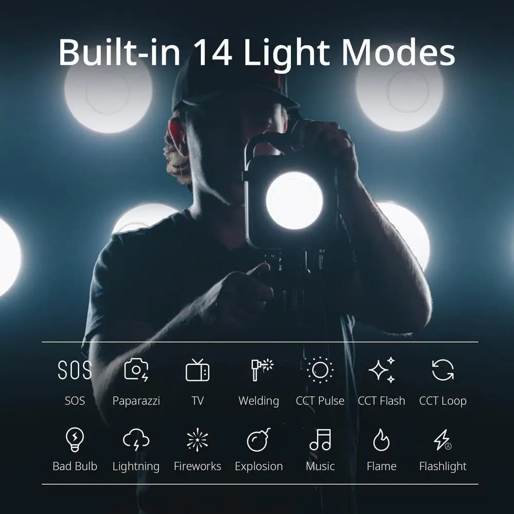 ZHIYUN MOLUS COB LED 라이트, 2700K-6500K 앱 제어 사진 조명, 500W 비디오 조명으로 오버 클로킹 가능, G300, 300W