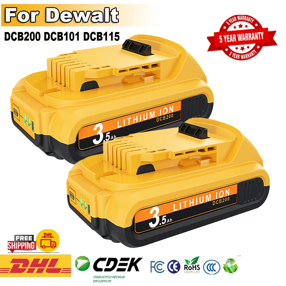 

20V Baterry For Dewalt DCB200 Replacement Battery DCB200 DCB101 DCB115 3500MAH Power Tool Baterry For Dewalt Li-ion Batteries