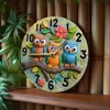 Wooden wall clock with cute owl patterns, perfect for home decor. Requires AA batteries 2