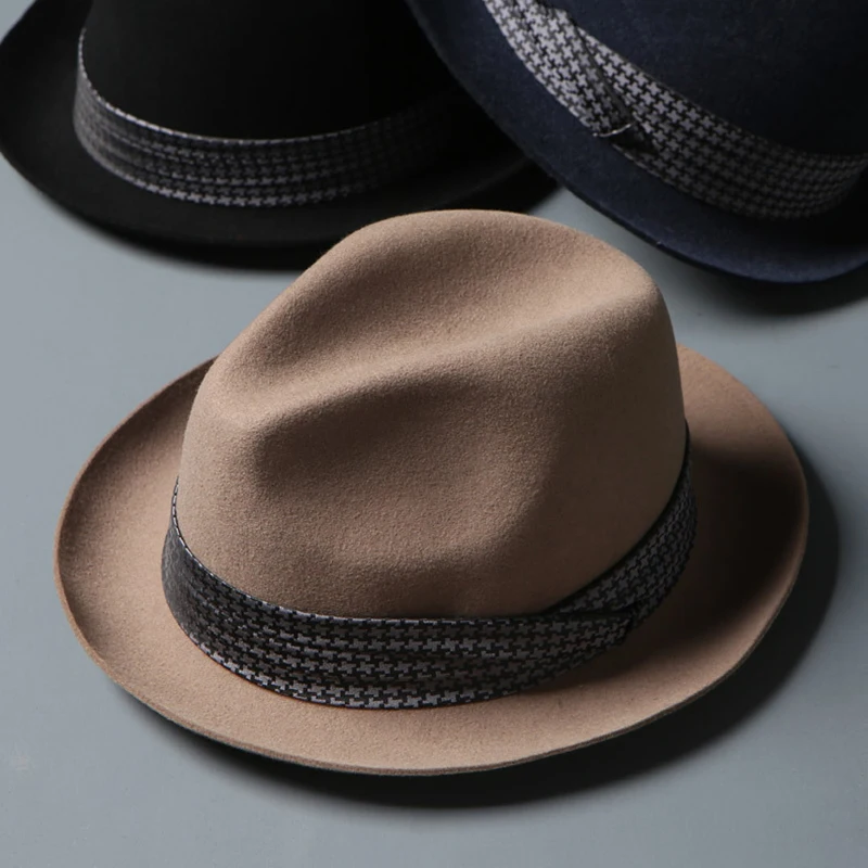 New 2022 Autumn And Winter Retro Fedora Hat Top Grade Men