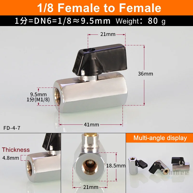 Black Brass Mini Shut Off Valve for Air, Water, Gas, and Oil