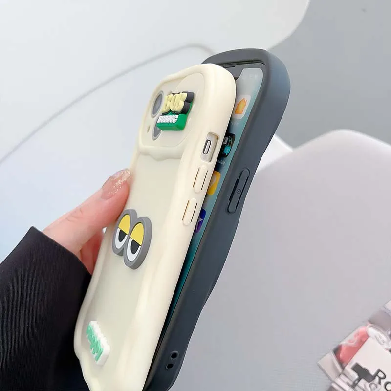 3D Cartoon Eyes Silicon Back Cover for iPhone 14 Plus 13 12 Pro Camera Lens Protective Case for iPhone 11 12 13 14 15 Pro Max_voghion.com