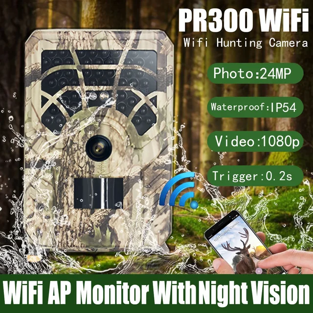 PR300 WIFI 1080P 24MP Trail Camera Hunting Camera with 0.2s Trigger Time, 850nm Infrared Flash Technology Hunting Scouting Cam 4