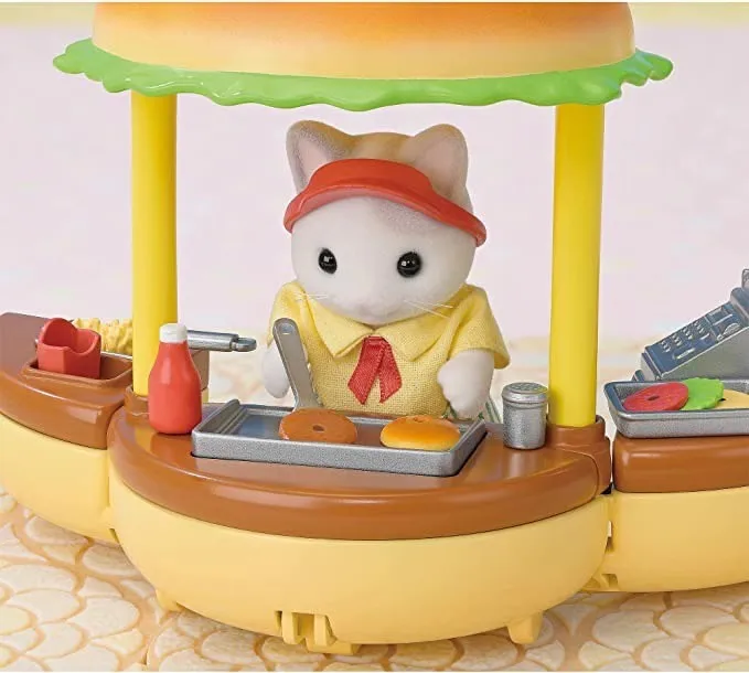 SYLVANIAN FAMILIES Pretend Play Hamburger Car Children Toys Room Decoration Ternurines Figure Birthday Gift