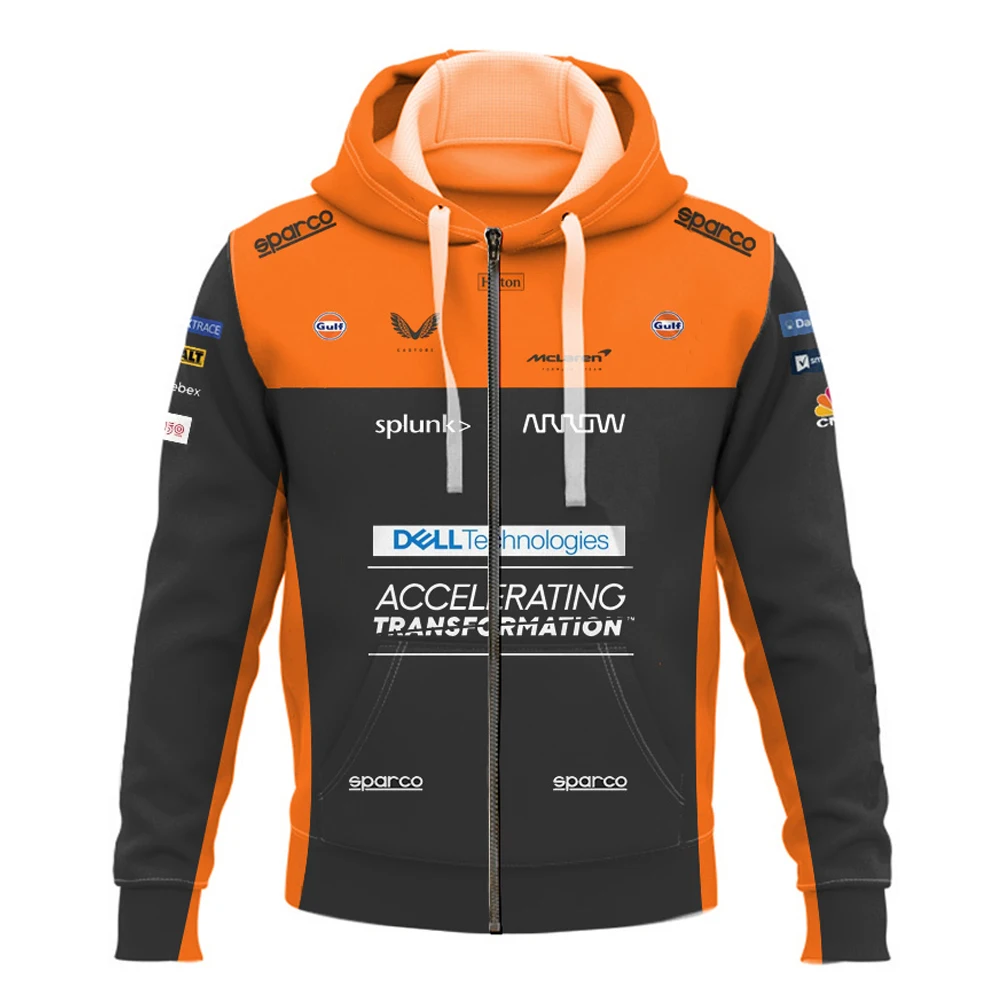 2023 New Hot Selling F1 Formula One McLaren Team Gulf Oil Co-branded Zip Hoodie Outdoor Leisure Sports Harajuku Pullover _