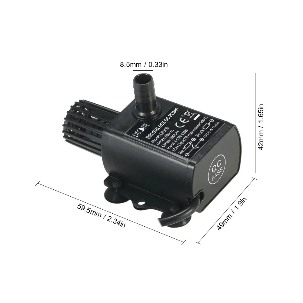 Water Pump USB DC5V 4.8W 300L/H Lift 300cm Mini Brushless Waterproof Submersible Fountain Aquarium Circulating