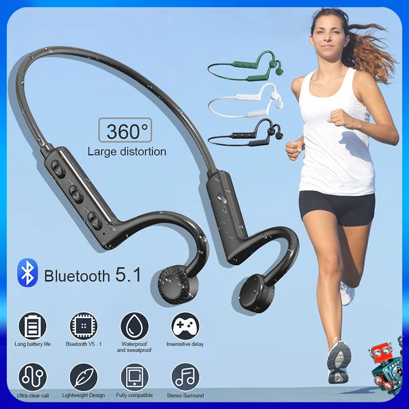 Костна проводимост Безжични Bluetooth слушалки Спорт TWS Bluetooth лента за врат Слушалки Слухови апарати Слушалки Хендсфри с микрофон